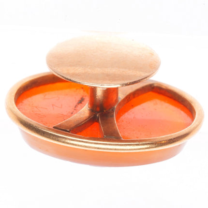 Antique 14k yellow gold Carnelian Agate chicken-rooster cufflinks/buttons