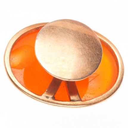 Antique 14k yellow gold Carnelian Agate chicken-rooster cufflinks/buttons