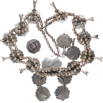 Vintage Jane Yikaazba Popovich Navajo Squash blossom necklace, cuff, earring set