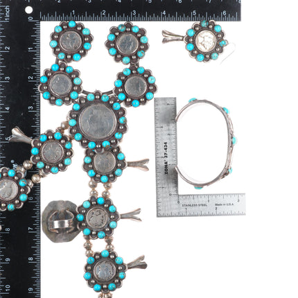 Vintage Jane Yikaazba Popovich Navajo Squash blossom necklace, cuff, earring set