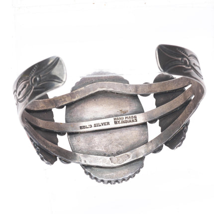 7" c1940 Garden of the Gods Native American sterling silver agate cuff bracelet