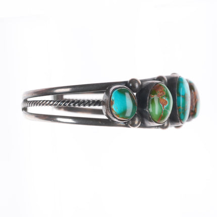 6.4" Bighand Navajo high grade Royston turquoise sterling silver cuff bracelet