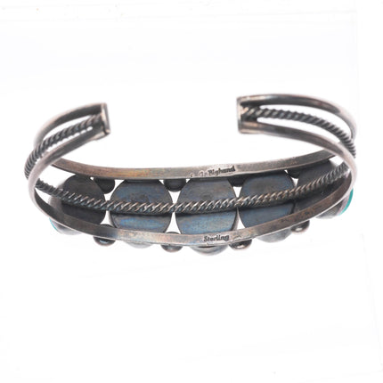 6.4" Bighand Navajo high grade Royston turquoise sterling silver cuff bracelet
