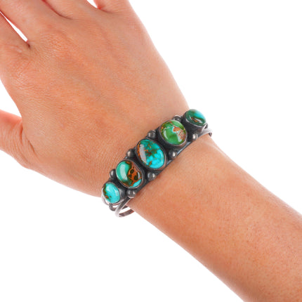 6.4" Bighand Navajo high grade Royston turquoise sterling silver cuff bracelet