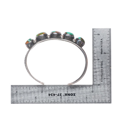 6.4" Bighand Navajo high grade Royston turquoise sterling silver cuff bracelet