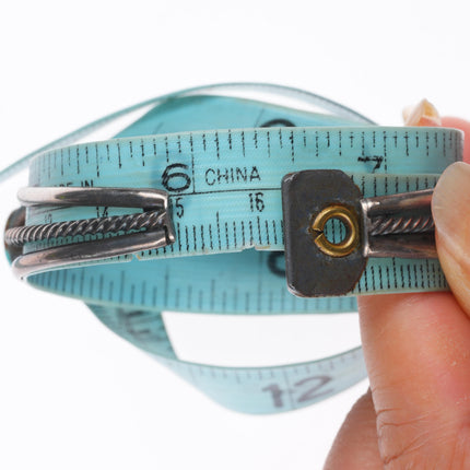 6.4" Bighand Navajo high grade Royston turquoise sterling silver cuff bracelet