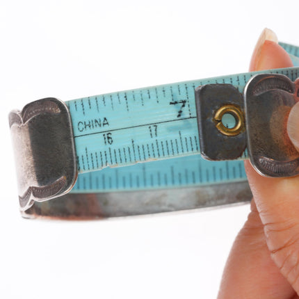 7" 1940's Vintage Zuni sterling silver turquoise/shell inlay cuff bracelet
