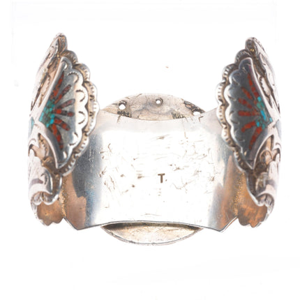 7" Tommy Singer Navajo sterling silver chip inlay peyote Bird cuff bracelet