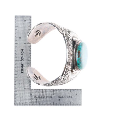 7" Gilbert Tom Navajo huge sterling silver spiderweb turquoise cuff bracelet