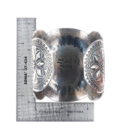 7" Gilbert Tom Navajo huge sterling silver spiderweb turquoise cuff bracelet