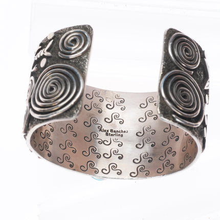 6.5" Big Alex Sanchez Navajo sterling silver high grade turquoise cuff bracelet