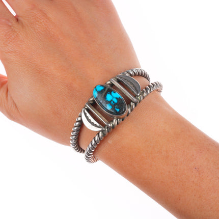 6.1" vintage WB Navajo sterling silver high grade turquoise cuff bracelet