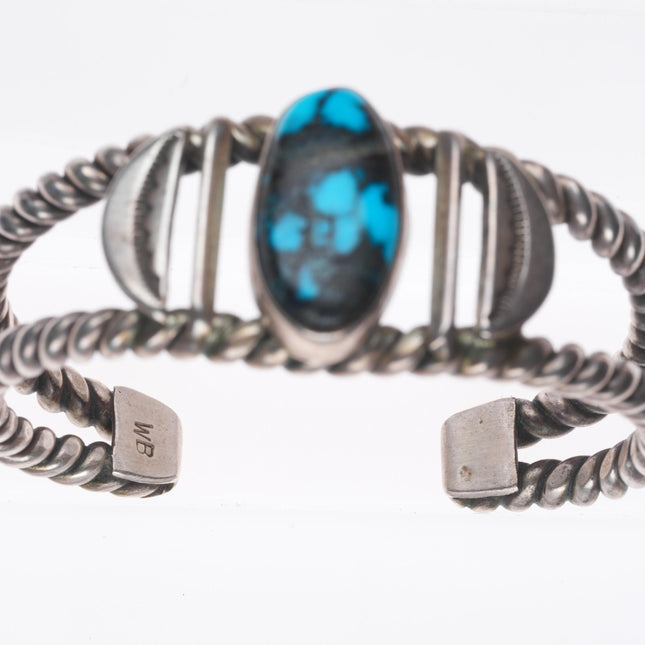 6.1" vintage WB Navajo sterling silver high grade turquoise cuff bracelet