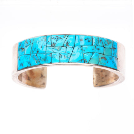 6.3" Griffin-Evangeline Tsabetsaye Zuni cobblestone turquoise cuff bracelet