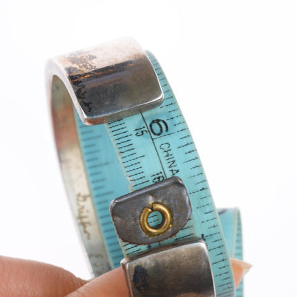 6.3" Griffin-Evangeline Tsabetsaye Zuni cobblestone turquoise cuff bracelet