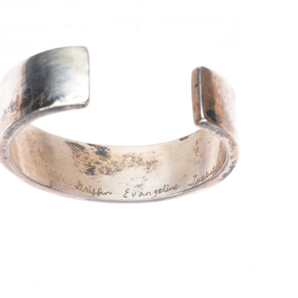 6.3" Griffin-Evangeline Tsabetsaye Zuni cobblestone turquoise cuff bracelet