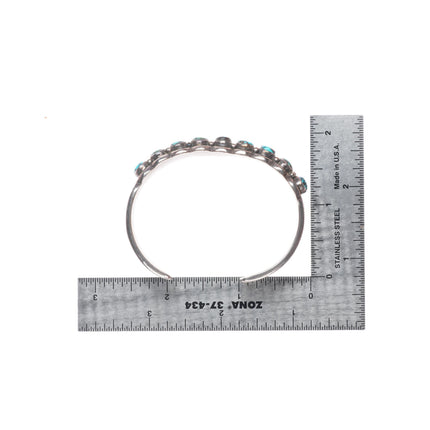 6.25" Vintage Navajo sterling silver spiderweb turquoise row cuff bracelet
