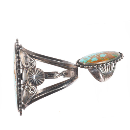 6.25" 1940's Cuff bracelet sz7 Ring Navajo Royston turquoise sterling silver set
