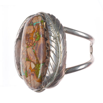 7.1" vintage Villa Grove boulder turquoise sterling silver Navajo cuff bracelet