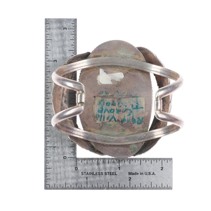 7.1" vintage Villa Grove boulder turquoise sterling silver Navajo cuff bracelet