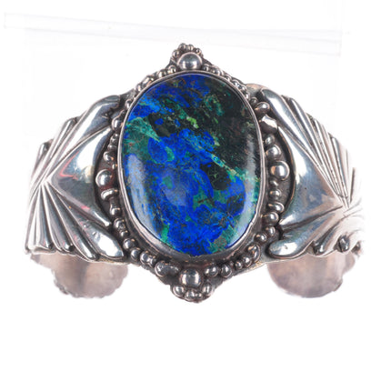 8" Vintage southwestern sterling silver azurite stone terminals cuff bracelet