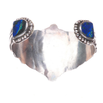 8" Vintage southwestern sterling silver azurite stone terminals cuff bracelet