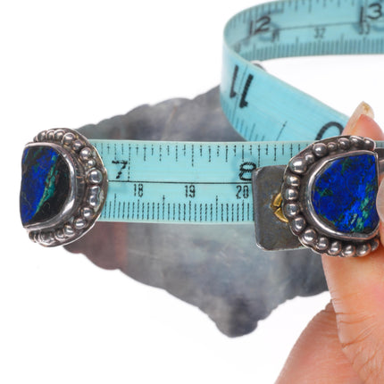 8" Vintage southwestern sterling silver azurite stone terminals cuff bracelet