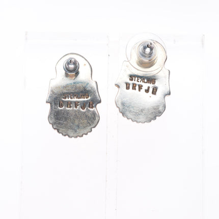 David R Freeland Jr Sterling silver Multi-stone intarsia inlay earrings