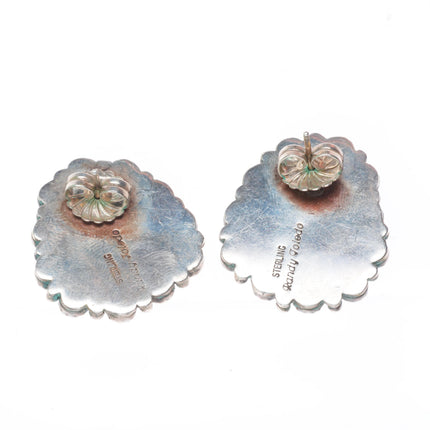 Randy Toledo Navajo sterling silver spiderweb turquoise multi-stone earrings