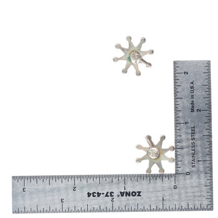 vintage Zuni sterling silver needlepoint turquoise star/sun/snowflake earrings