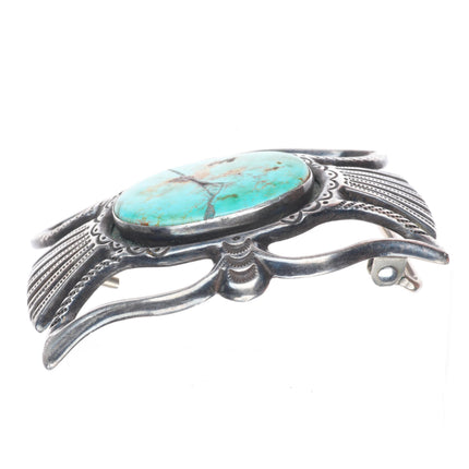 Heavy vintage Navajo sterling silver turquoise FB belt buckle Ketoh style