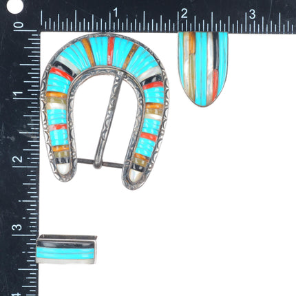 Carlos Eagle Ottawa Native American sterling corn row ranger belt buckle set
