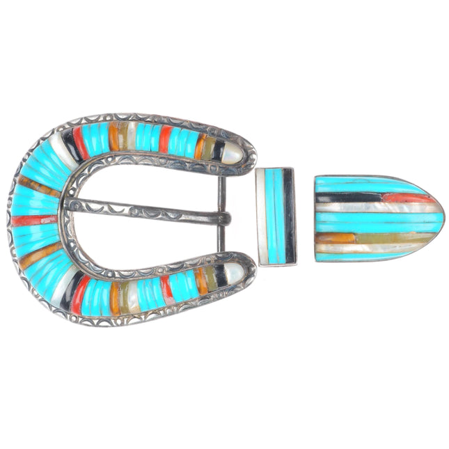 Carlos Eagle Ottawa Native American sterling corn row ranger belt buckle set