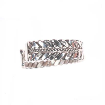 6.1" Vintage Navajo sterling braided rope stamped cuff bracelet