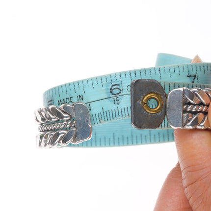 6.1" Vintage Navajo sterling braided rope stamped cuff bracelet