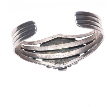 6.5" 1930's Navajo ingot silver high grade turquoise cluster cuff bracelet