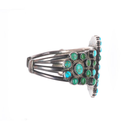 6.25" 1930's-40's Vintage Zuni sterling silver snake eye turquoise cuff bracelet