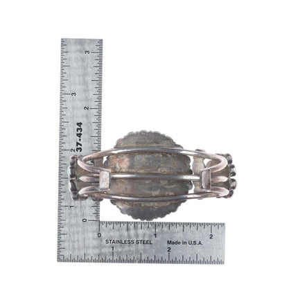 6.25" 1930's-40's Vintage Zuni sterling silver snake eye turquoise cuff bracelet
