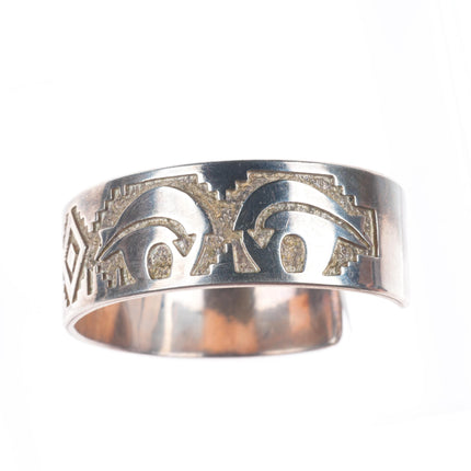 6.6" Tommy Jackson Navajo sterling silver spirit bear overlay cuff bracelet