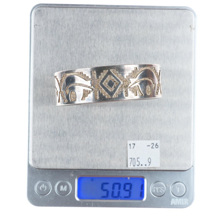6.6" Tommy Jackson Navajo sterling silver spirit bear overlay cuff bracelet