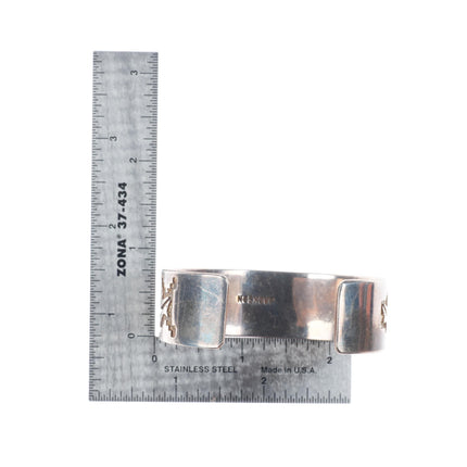 6.6" Tommy Jackson Navajo sterling silver spirit bear overlay cuff bracelet