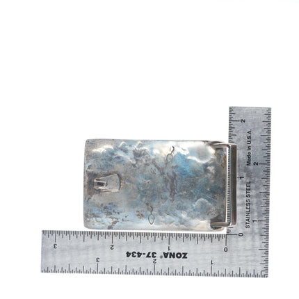 1.25" Loren Sakeva Kumauni Hopi Overlay flying bird belt buckle sterling silver