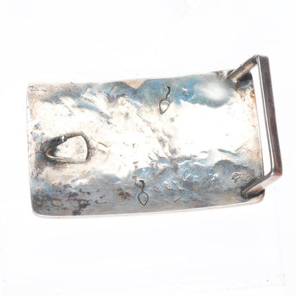 1.25" Loren Sakeva Kumauni Hopi Overlay flying bird belt buckle sterling silver