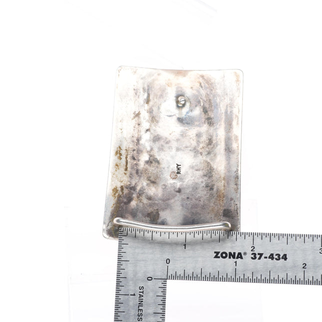 1.5" Richard Henry Yazzie Navajo vintage sterling silver turquoise belt buckle