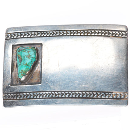 1.5" Richard Henry Yazzie Navajo vintage sterling silver turquoise belt buckle