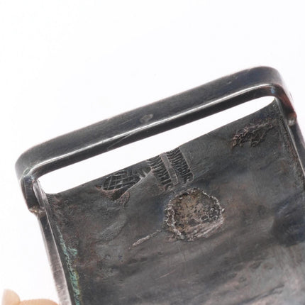 1" 1950's Allen Pooyouma Hopi overlay belt buckle sterling silver