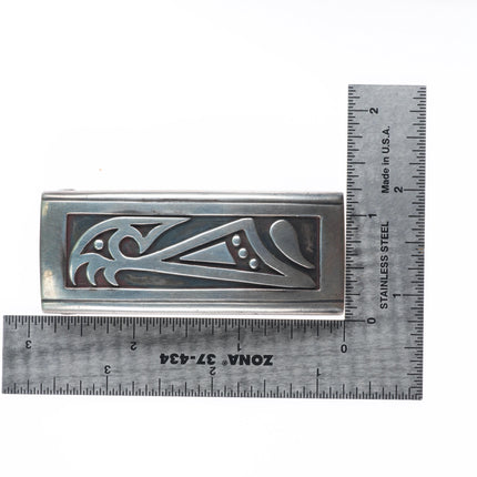 1" 1950's Allen Pooyouma Hopi overlay belt buckle sterling silver