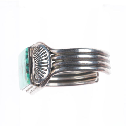 6" Orville Tsinnie Navajo sterling silver high grade turquoise cuff bracelet