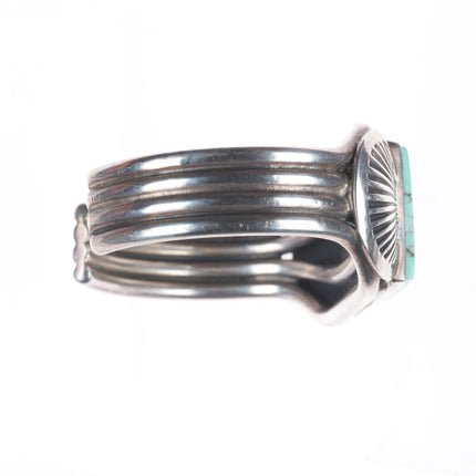 6" Orville Tsinnie Navajo sterling silver high grade turquoise cuff bracelet