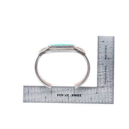 6" Orville Tsinnie Navajo sterling silver high grade turquoise cuff bracelet
